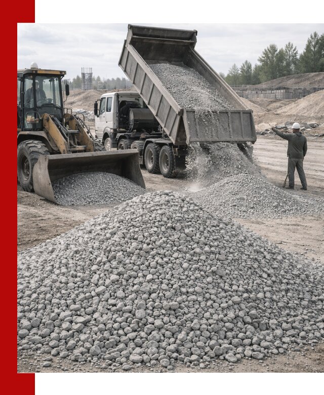 Доставка известнякового щебня фр. 5–20 в Кимовске