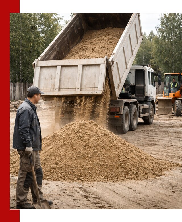 Доставка и продажа песка с разгрузкой в Кимовске
