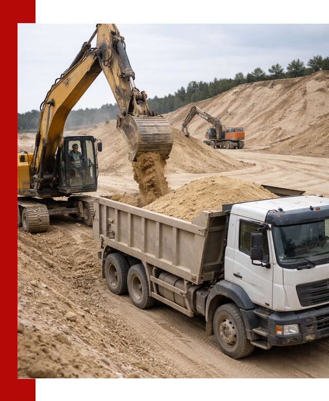 Доставка карьерного песка с самосвалами и разгрузкой в Кимовске