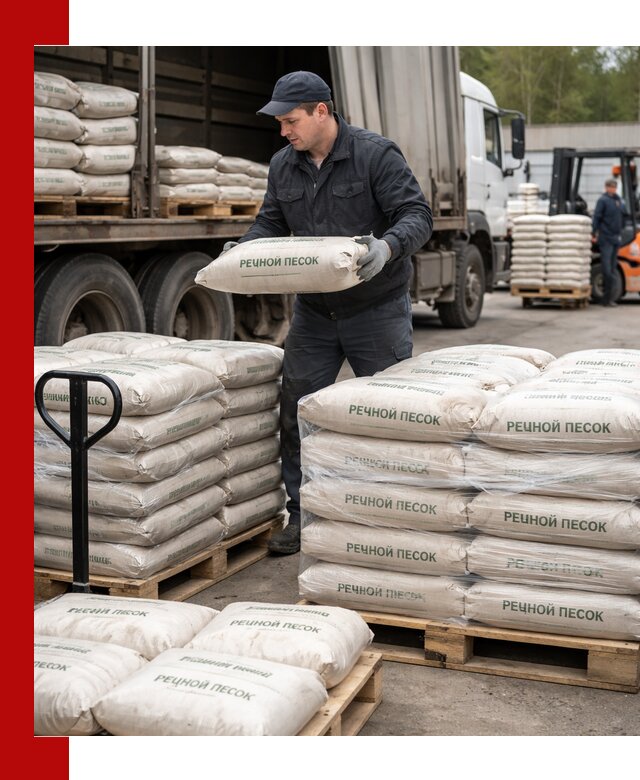 Речной песок в мешках с доставкой в Кимовске
