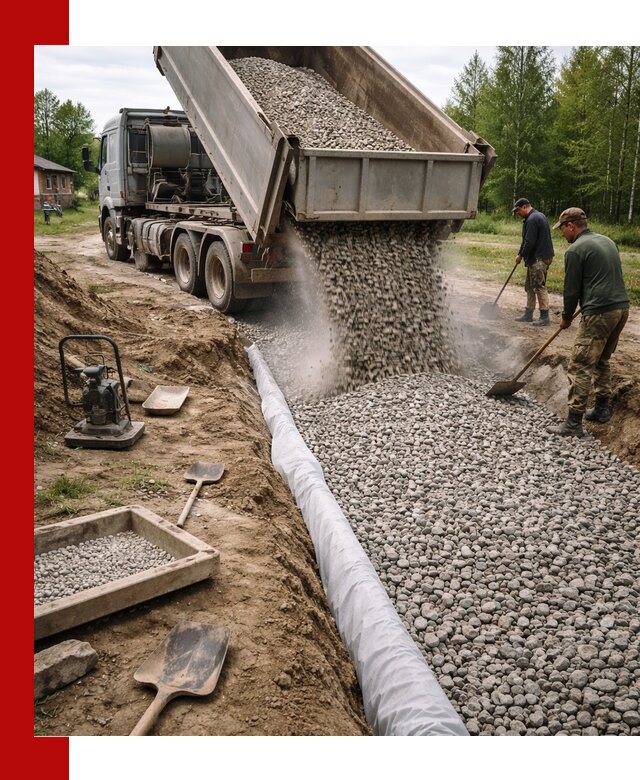 Гравий для дренажа с доставкой в Кимовске качественный и недорогой