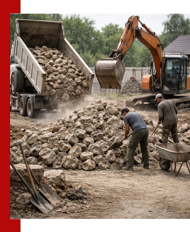 Доставка и разгрузка бутового камня в Кимовске