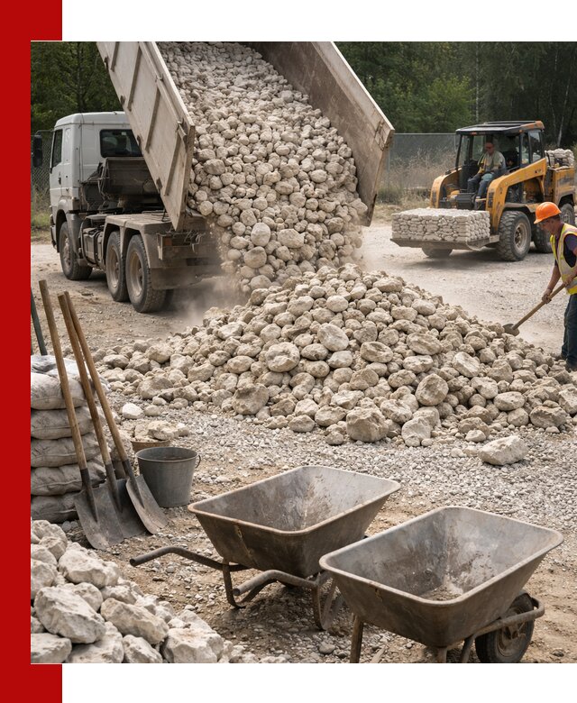 Доставка и продажа бутового известнякового камня в Кимовске