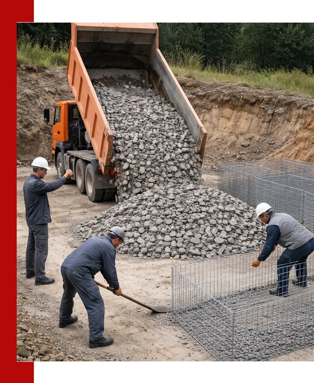 Камень для габионов с доставкой в Кимовске быстро и надёжно