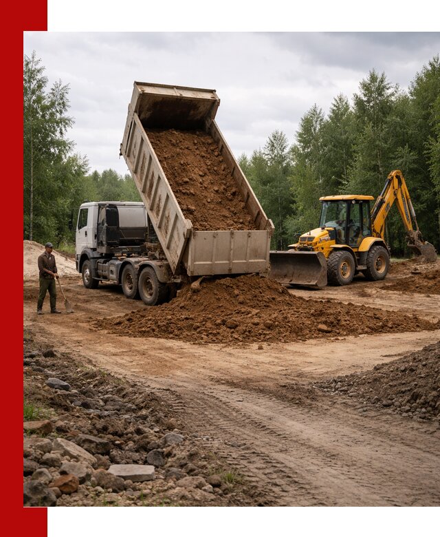 Доставка суглинка самосвалами в Кимовске подсыпка и планировка