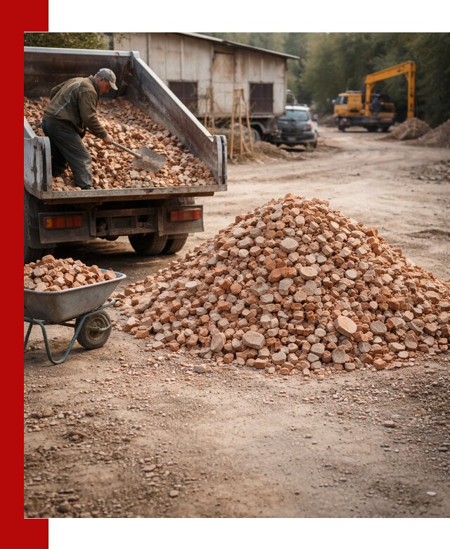 Доставка и подушка из боя кирпича с разгрузкой в Кимовске