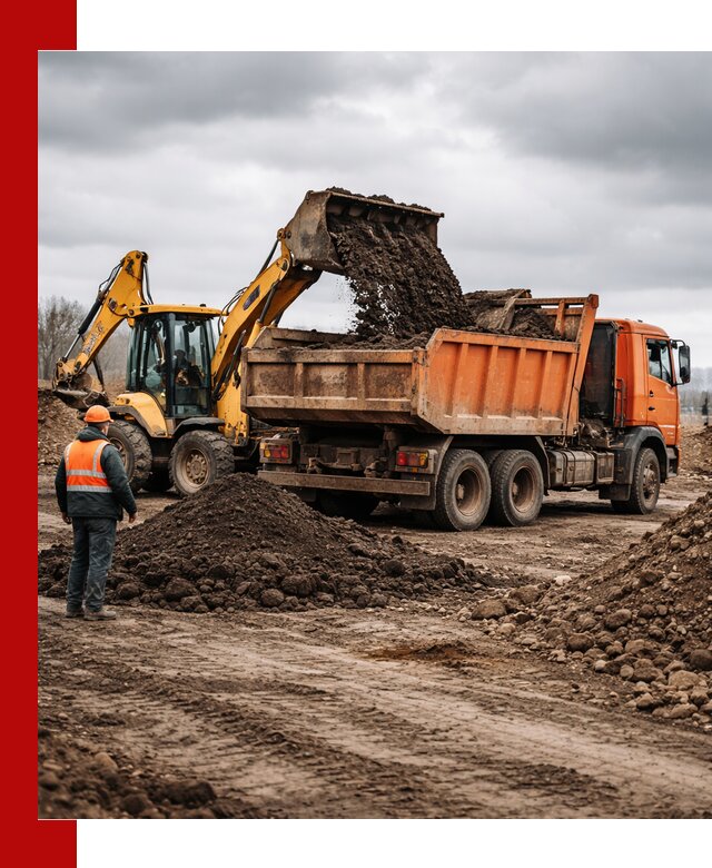 Вывоз грунта и строительного мусора в Кимовске грузовыми самосвалами